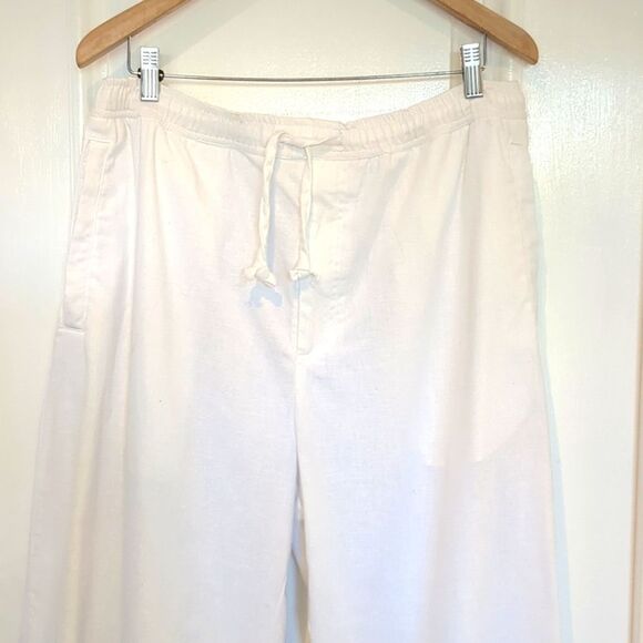 Sean John Pants 3XL Pants Linen Blend Draw String White Mesh Lined Breezy Summer - Picture 4 of 12